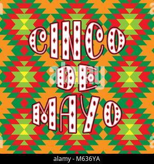 Cinco de Mayo. La frase scritta in ornamento etnica Illustrazione Vettoriale