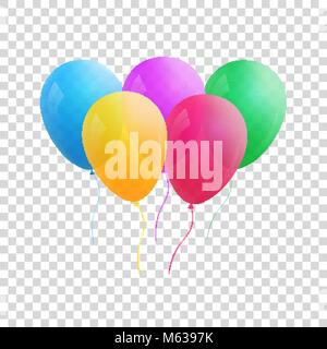 Palloncini isolato. Vettore trasparente realistica palloncini. Coloratissima serie di palloni di elio per le vacanze Illustrazione Vettoriale