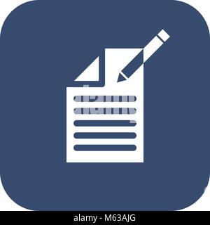 Modifica documento segno icona. Modifica contenuto pulsante. Icona sullo sfondo sfocato. Illustrazione Vettoriale