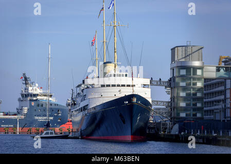 Il Royal Yacht Britannia a Leith Docks Edimburgo. Foto Stock