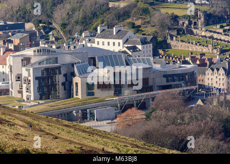 L'edificio del parlamento scozzese di Holyrood. Scozia. antenna Foto Stock