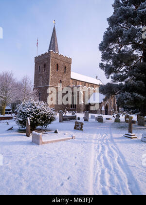 Grande Bardfield, Braintree. 28 Feb, 2018. Regno Unito: meteo neve è caduto sulla grande Bardfield Braintree Essex REGNO UNITO IL 28 FEBBRAIO 2018. Questa è la fine dell'anno per questa ubicazione Credito: William Edwards/Alamy Live News Foto Stock