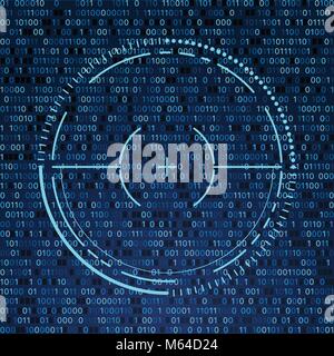 Illustrazione Vettoriale, hacker sfondo bersaglio. Dati sfondo incryption, il trasferimento sicuro dei dati. Illustrazione Vettoriale
