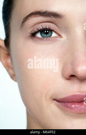 Chiusura del volto di donna Foto Stock