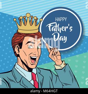 Felice giorno padri pop art card Illustrazione Vettoriale