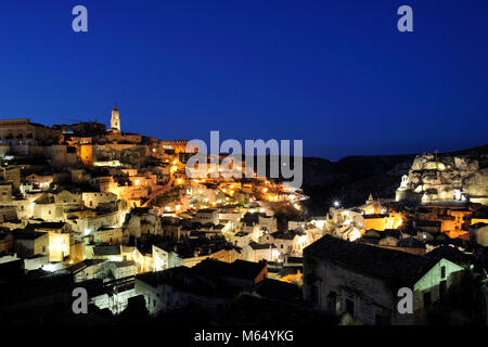 Italia, Basilicata, Matera, Sassi di notte Foto Stock