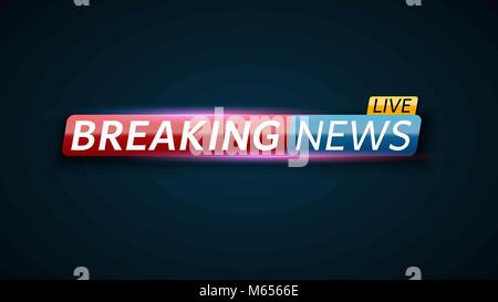 Le ultime notizie in diretta. Rosso Blu banner con testo in bianco. Sfondo blu scuro. Il rosso e il blu bagliore. Tecnologia e business. In diretta TV. Illustratio vettore Illustrazione Vettoriale