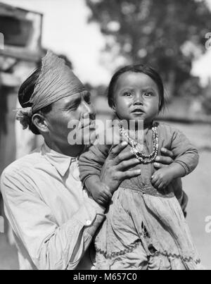 1930s fieri Native American Indian NAVAJO UOMO PADRE HOLDING BAMBINA FIGLIA GUARDANDO TELECAMERA - ho1138 HAR001 HARS GIOIA LIFESTYLE femmine orgoglioso salubrità rurale HOME VITA spazio copia di metà lunghezza figlie indiani navajo AMERICANA FAMIGLIE NOSTALGIA PADRI NORD AMERICA stare insieme il contatto visivo 20-25 anni 25-30 anni NORTH AMERICAN paternità felicità allegro DADS ORGOGLIO SORRISI DI CRESCITA GIOIOSA NATIVE AMERICAN 6-12 mesi i ragazzi maschi MID-adulto metà uomo adulto giovane adulto MAN B&W BAMBINA IN BIANCO E NERO ALLA RICERCA INDIGENI IN telecamera in vecchio stile persone Foto Stock