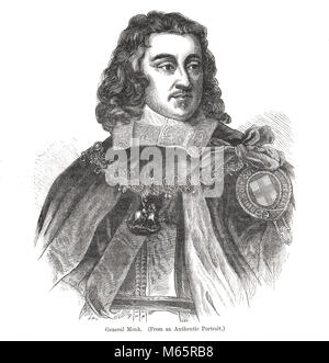 Monck generale, George Monck, primo duca di Albemarle, 1608-1670, soldato Inglese e uomo politico, figura chiave nella restaurazione della monarchia di re Carlo II Foto Stock