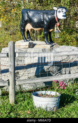 West Virginia, Appalachia Greenbrier County, Alderson, mucca da latte, animale domestico, latte, statua, arte pubblica, scultura, ingresso fattoria, visitatori della strada Foto Stock