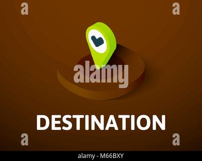 Destinazione icona isometrica, isolata su uno sfondo colorato Illustrazione Vettoriale