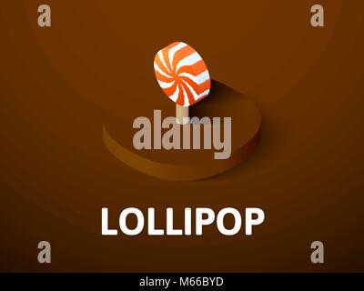 Lollipot icona isometrica, isolata su uno sfondo colorato Illustrazione Vettoriale