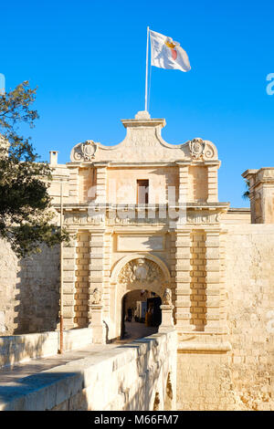 Mdina le porte della città. Vecchia Fortezza. Malta Foto Stock