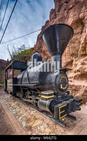 Vecchio a scartamento HK vapore locomotiva Porter sul display in Clifton, Arizona, Stati Uniti d'America Foto Stock