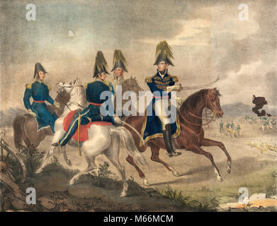 GENERAL WILLIAM HENRY HARRISON & STAFF A CAVALLO 5 OTTOBRE 1813 Battaglia del Tamigi la guerra di 1812 ontario canada - kh13274 CPC001 HARS BATTLEFIELD UNIFORMI PER UNA PERSONA CON ALTRI QUATTRO UFFICIALI DI ANIMALI MASCHI pennacchi di guerra personale di 1812 1813 Battaglia di MORAVIANTOWN BATTAGLIA DEL TAMIGI BATTAGLIE HARRISON HENRY MORAVIANTOWN ottobre 5th in vecchio stile persone TECUMSEH CONFEDERACY DELLA THAMES REGNO UNITO CANADA SUPERIORE WILLIAM WILLIAM HENRY HARRISON Foto Stock