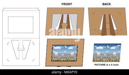Immagine della carta photo frame stand Die-cut mock-up Illustrazione Vettoriale