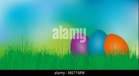 Stagionale sfondo bokeh di fondo, le uova di Pasqua su uno sfondo sfocato, illustrazione vettoriale Illustrazione Vettoriale