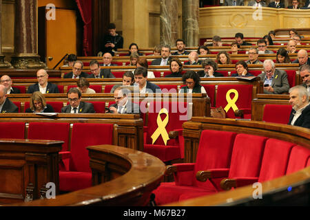 Barcellona, Spagna. 01 Mar, 2018. Sessione plenaria del Parlamento della Catalogna, il 01 marzo 2018, a Barcellona, Spagna. Credito: Gtres Información más Comuniación on line, S.L./Alamy Live News Foto Stock