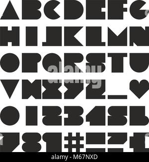 Big Bold blocco Alfabeto, numeri e simboli Illustrazione Vettoriale