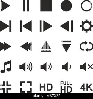 Il video o la musica o il pulsante Fotocamera icone Illustrazione Vettoriale