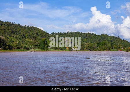 Gita in barca lungo il fiume Kinabatangan, nel Borneo, Malaysia Foto Stock