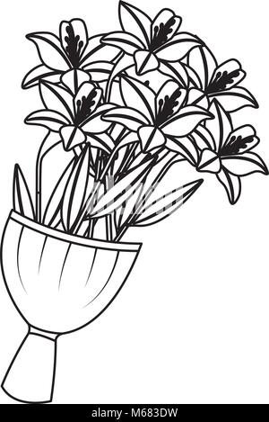 Eleganza delicato bouquet di fiori gigli avvolto Illustrazione Vettoriale