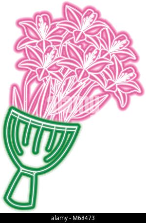 Eleganza delicato bouquet di fiori gigli avvolto Illustrazione Vettoriale