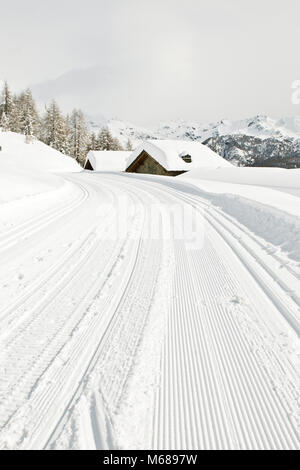 Paesaggi invernali, Torgnon, Valle d'Aosta, Italia Foto Stock