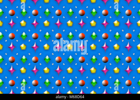 Colorato modello tridimensionale di forme geometriche su uno sfondo blu Foto Stock