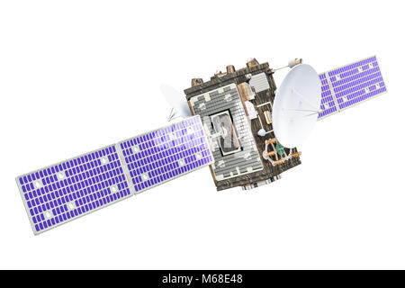 Satellite, 3D rendering isolati su sfondo bianco Foto Stock