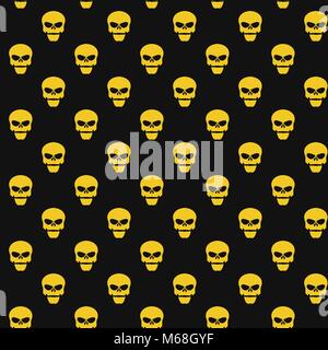 Configurazione astratta. Teschi giallo su sfondo nero. La morte nel buio. Illustrazione Vettoriale in un appartamento di stile. EPS 8 Illustrazione Vettoriale