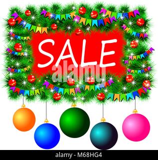 Telaio di Natale con una vendita con giocattoli di Natale Illustrazione Vettoriale