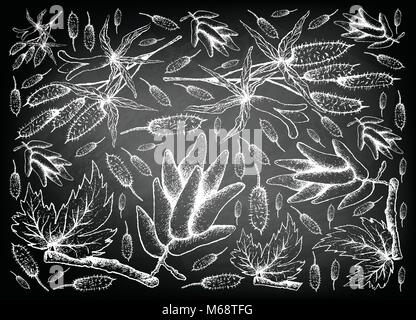 Frutti di bosco e immagine di sfondo di mano il bozzetto mazzetto di fresca Uva allungate, la luna scende uva e bacche di Apple o Apple Dum Illustrazione Vettoriale