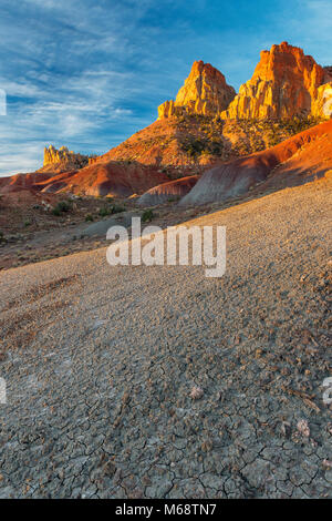 Sunrise, Bentonite Hills, Cerchio scogliere, Grand Staircase-Escalante monumento nazionale, Utah Foto Stock