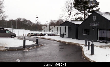 Screen Grab presi da PA Video della neve a Burnley FC formazione della Terra. Foto Stock
