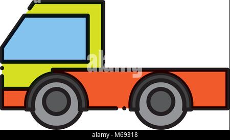 La linea tratteggiata l'industria carrello vehicule trasporto auto Illustrazione Vettoriale