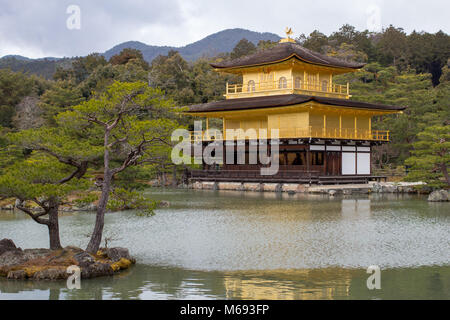 Kinkaku-ji, denominato ufficialmente Rokuon-ji è uno Zen tempio buddista a Kyoto, in Giappone. Si tratta di uno dei più famosi edifici in Giappone. Foto Stock