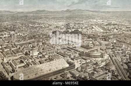 La ricostruzione del paesaggio urbano di Roma, 3° secolo Foto Stock