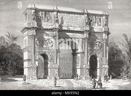 L'Arco di Costantino, Via Triumphalis, Roma, Italia, XIX SECOLO Foto Stock