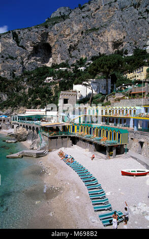 La spiaggia di Marina Piccola, l'isola di Capri, Italia, Europa Foto Stock