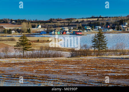 Paesaggio invernale in francese sul fiume Prince Edward Island. Foto Stock