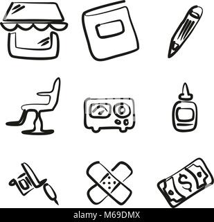 Le icone del tatuaggio di Freehand Illustrazione Vettoriale