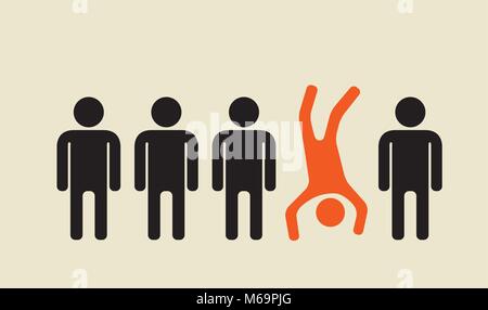 - Dissidente stare fuori dalla folla Head over heels Illustrazione Vettoriale