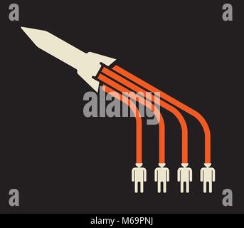 Potenza di immaginazione può lanciare un razzo di creatività Illustrazione Vettoriale