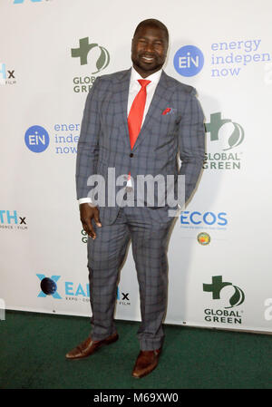 LOS ANGELES, CA - febbraio 28: Attore Ovie Mughelli assiste la quindicesima Global Green Pre-Oscar Gala NeueHouse a Hollywood di Febbraio 28, 2018 a Los Angeles, California. Foto di Barry re/Alamy Live News Foto Stock