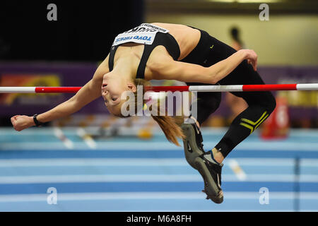 Birmingham, Regno Unito. 02Mar, 2018. Alina Shukh di Ucraina al salto in alto al pentathlon mondiali Indoor Athletics Championship 2018, Birmingham, Inghilterra. Ulrik Pedersen/CSM Credito: Cal Sport Media/Alamy Live News Foto Stock