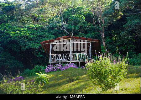 Capanna Yoga sul bosque Caricias, una riserva naturale privata, situata a Concepción de San Isidro de Heredia. Foto Stock