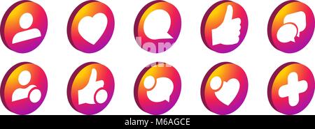 Alla moda di social network set di icone illustrazione vettoriale. Illustrazione Vettoriale