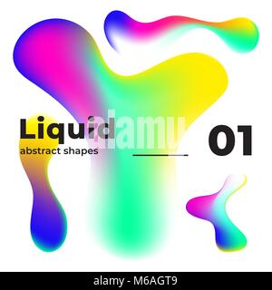 Il vettore liquido forme colorate inchiostro multicolore Illustrazione Vettoriale