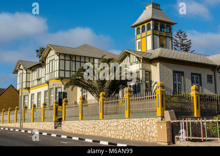 Woermann Haus, storico tedesco edificio coloniale, Swakopmund, Provinz Erongo, Namibia Foto Stock